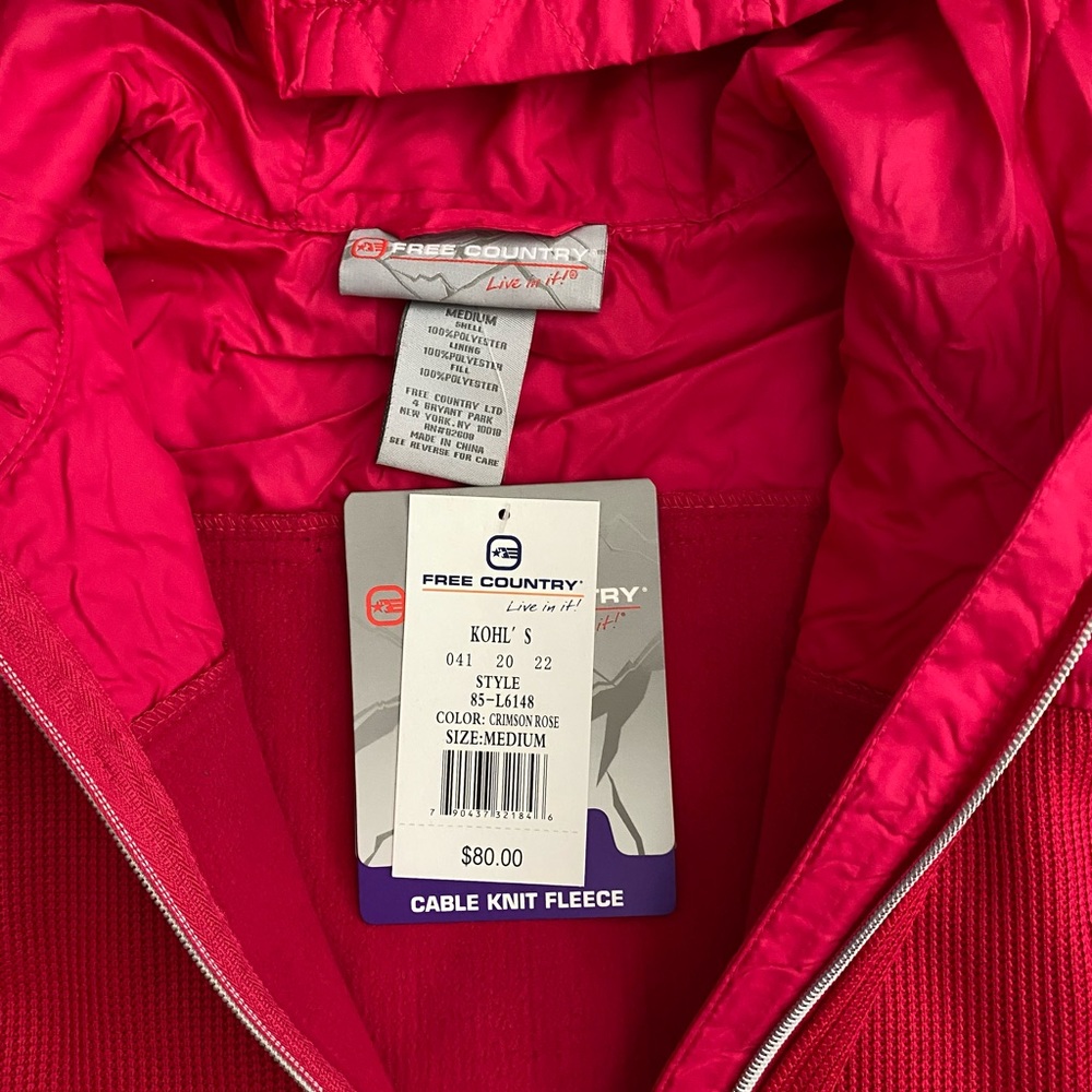 Free Country Cable Knit Fleece Jacket - New - Picture 5 of 5